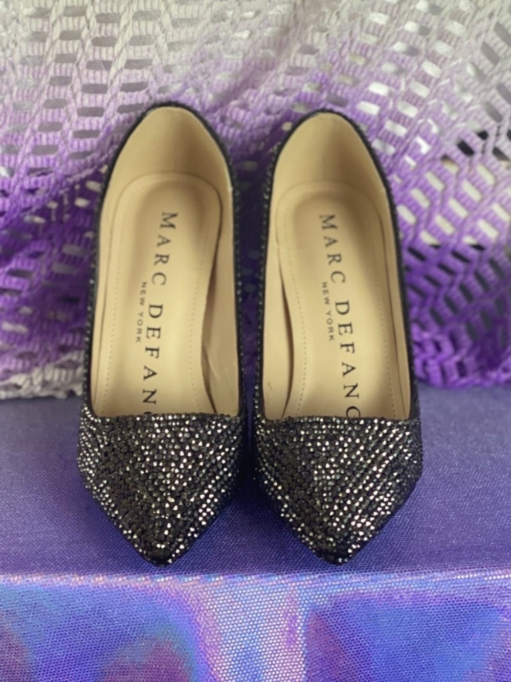Marc Defang Black Crystal Heels